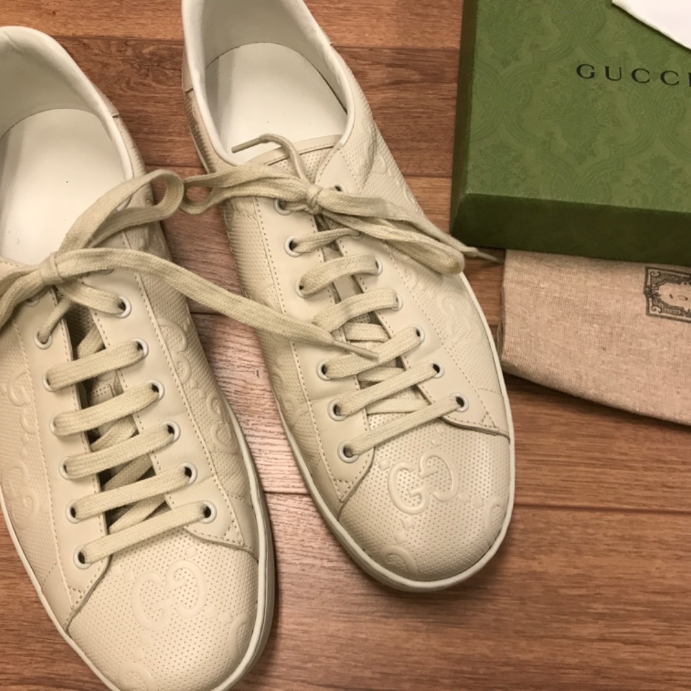 Authentic Gucci Ace Supreme Sneakers Size 11.5 off white / cream white